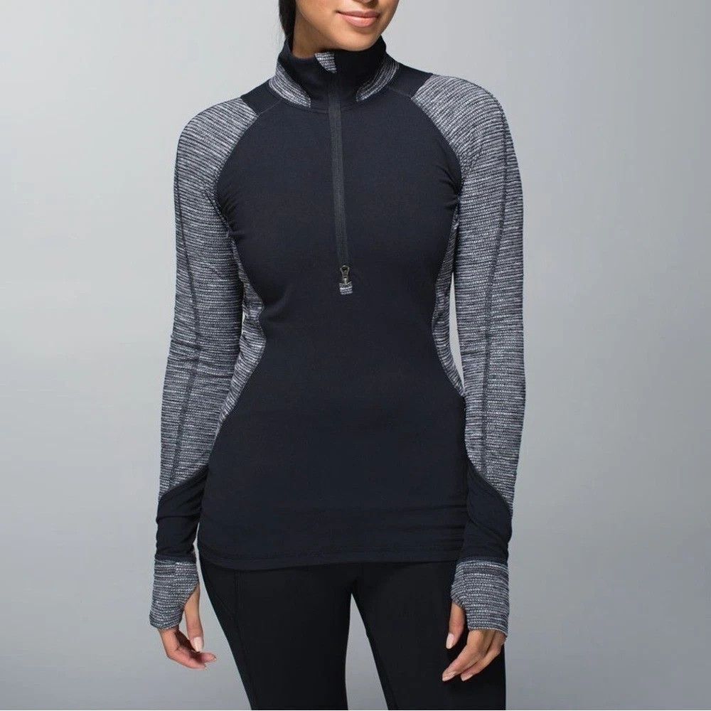 Women's Lululemon Race Your Pace 1/2 Zip Black / Coco Pique Black Pullover Top 6 - Picture 1 of 16